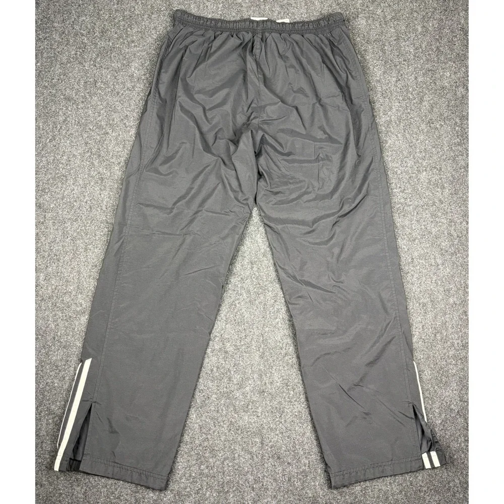 Adidas Mens Large Gray Windbreaker Track Pants Mesh Lined 3 Stripe Zip Ankle
